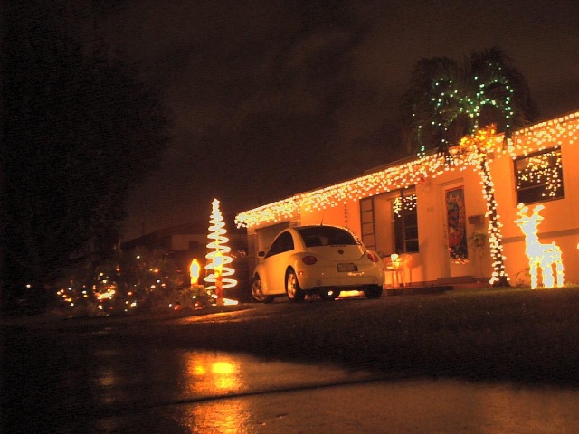The lights of one of my sets of evilneighbors... the ones who rev the (single) Harley