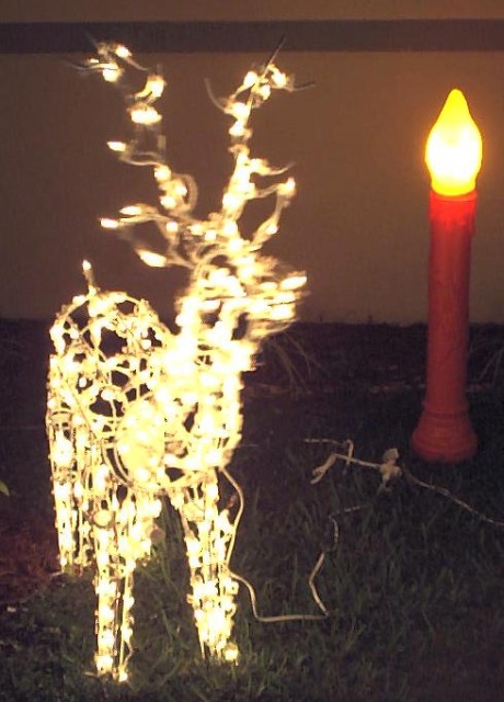 These are all the rage of the rampant consumerism slaves this year --- animated reindeer statues.