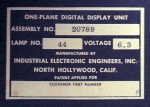 The label on the projection display. The lamps seem to be intentionally run at a low voltage to make them last longer. With up to 12 bulbs installed on each display digit, this is kinda important. I have yet to figure out what the other two do...
