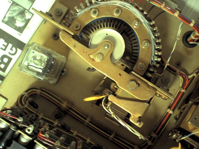 A top view of the hour relay, and some of the display lamp sockets.