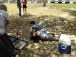 Add a water balloon, and it became mud wrestling.