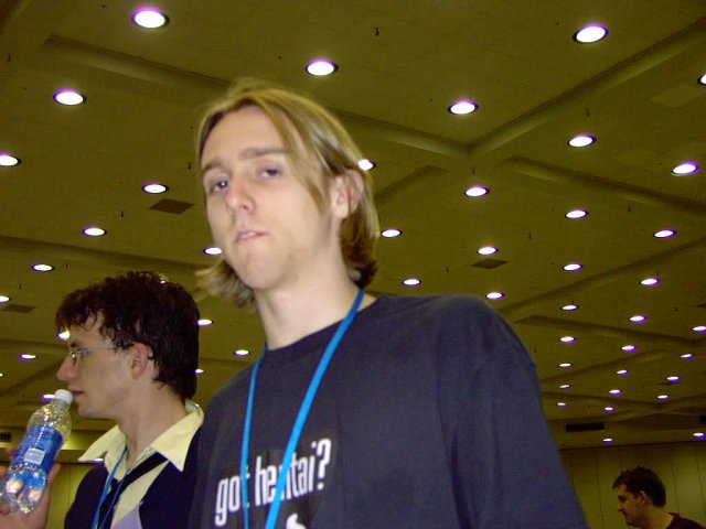 August 02 2004 17:30:49. - Note to self, don't take pictures of people when they don't expect it. They tend to look odd. Like the next one...