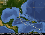 August 13 2004 16:34:03. - Storm track @ 5 PM advisory. That bugger was STILL category 4. Again, Orlando, duck and cover! EEEK!