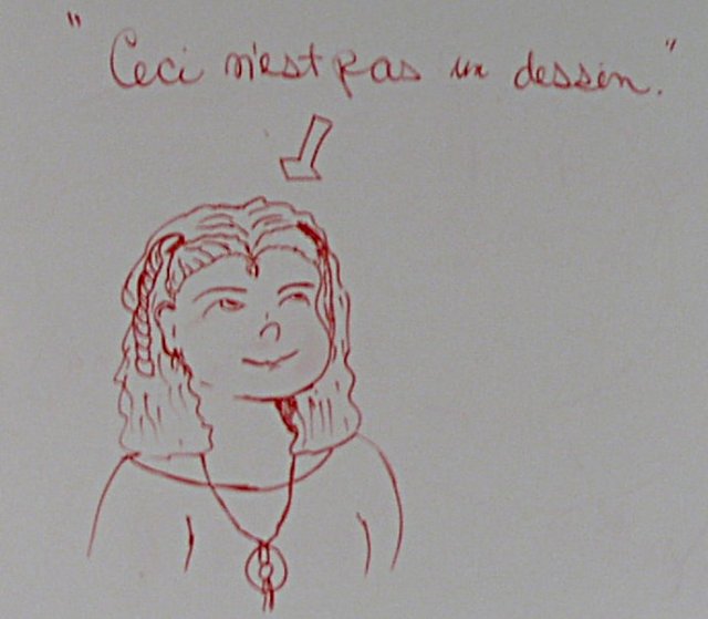 I believe the text above this drawing translates to "This is not a drawing".