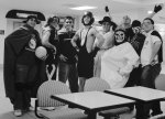 For some reason, I vaguely remember the guy in the middle wearing a bathrobe. I was surprised to develop the film this morning and find no bathrobe to protect me from the sheer horrors. Perhaps my mind's practicing some kinda freaky avoidance technique here. (Sorry, only one photo of these guys.)

March 11, 2005, FIU Tamiami Park campus. No known special event occurring.