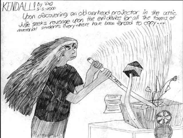 Julie shows off her enraged, bashing things to death with LART-sticks side.