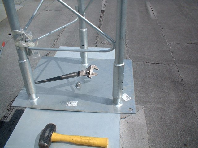 Implements of persuasion, used to coax sections of the Rohm 55 tower together. Apparently, Rohn's quality control is very poor.