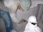 Same, from the inside. Chuck Breit, tower installer, and his assistant, Rich, poke things.