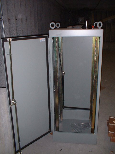 The cabinet, before equipment was installed.