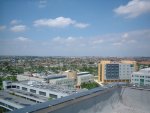 Air quality was nice today. Here, you can see a lot of sprawl hell before the horizon. Incidentally, look south of here, and most of what you see is tree canopy. Look north, and all you see is concrete and red barrel tile, or "Blue Roof" tarp. Hmmm.