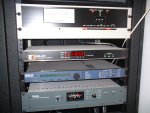 Closeup of the monitoring stack, processor, and STL rx.