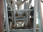 CREEPY elevator mechanism. You could not pay me enough to go up there. Aiee. See, that's why we've got tower crews...